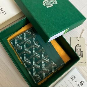 Goyard Green Key and Card Holder with Signature Pattern